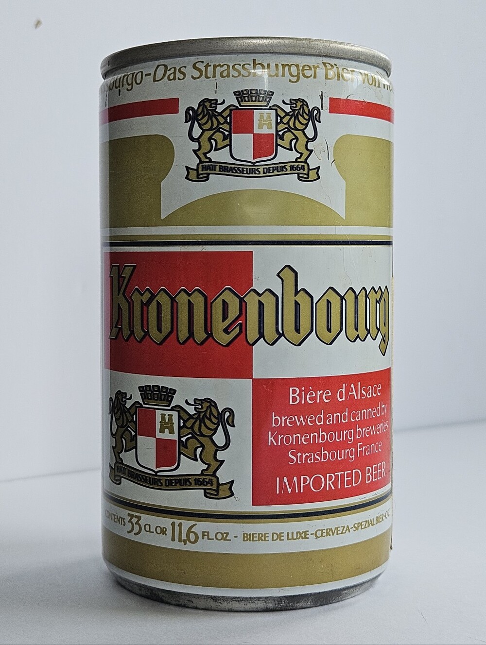 Kronenbourg empty Beer Can Brewed in Strasbourg FRANCE Biere d'Alsace 2000 Vtg